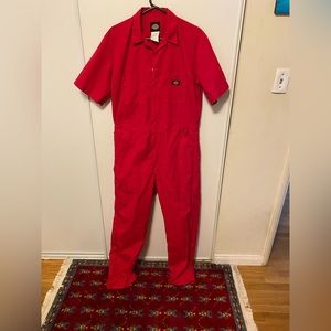 Tomato Red Zip Front Dickie Coverall Sz M Regular. Excellent Condition.